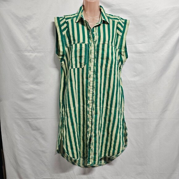 We the Free Stripe Button Up Tunic Dress Women Size XS Cotton - Picture 11 of 14